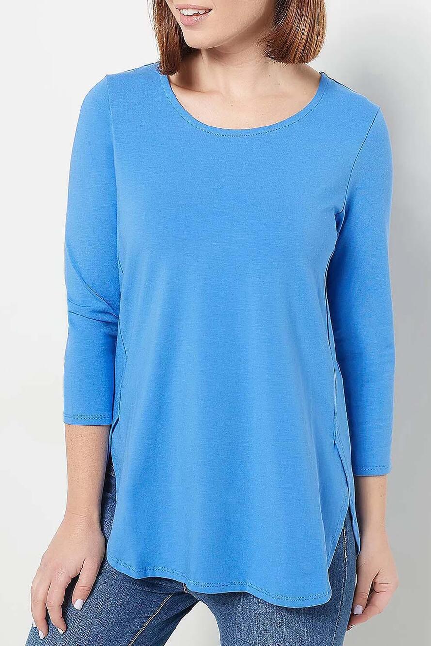 Susan Graver Reg Weekend Essentials Comfy Cotton Tunic Costal Blue - Petite